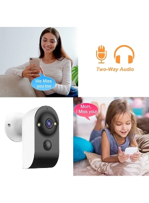 Picture of V380 Pro Battery-Operated WiFi IP Camera Wide View Angle Supports Night Vision, Motion Detection, 2-Way Audio Talk - Multicolor