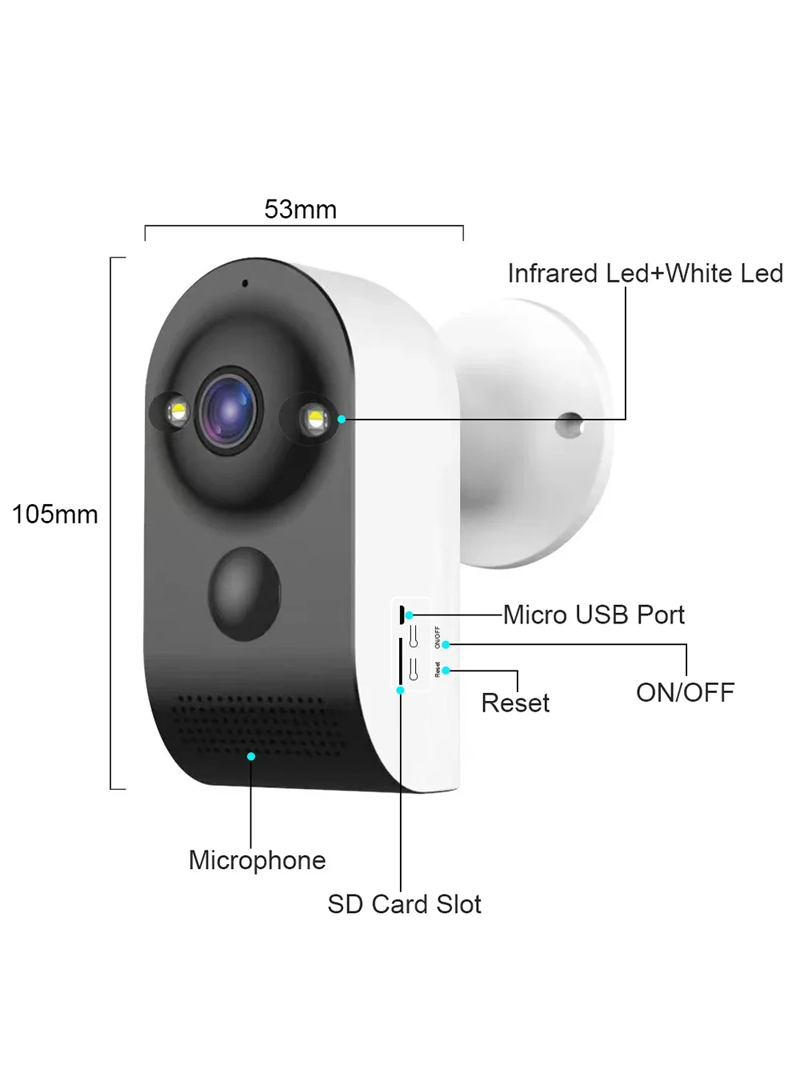 Picture of V380 Pro Battery-Operated WiFi IP Camera Wide View Angle Supports Night Vision, Motion Detection, 2-Way Audio Talk - Multicolor