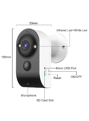 Picture of V380 Pro Battery-Operated WiFi IP Camera Wide View Angle Supports Night Vision, Motion Detection, 2-Way Audio Talk - Multicolor