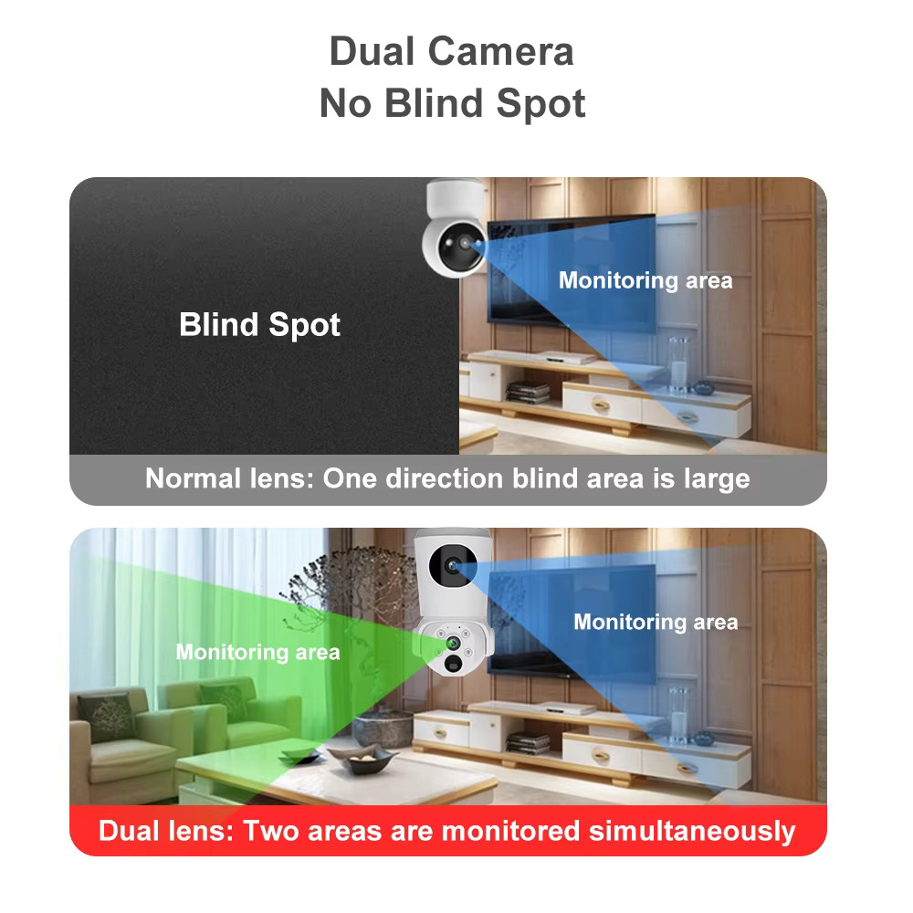 Picture of 4G SIM Supported Battery backup V380 Pro Security Camera Home Wireless Dual Lens Camera Infrared Night Vision Mobile Tracking 6 MP HD IP Camera - Multicolor