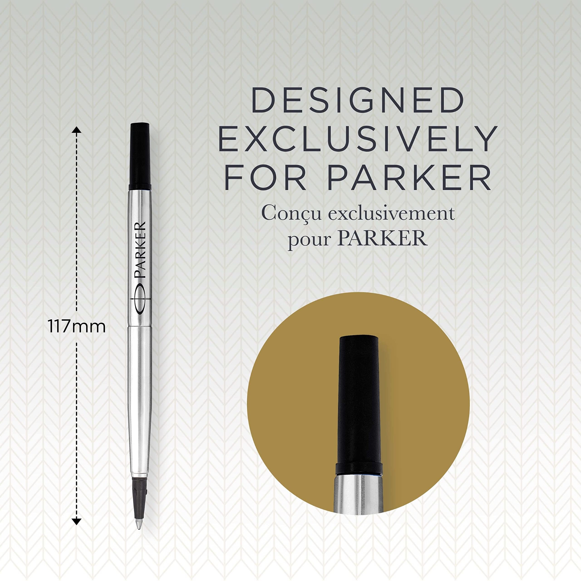 Picture of PARKER rollerball pens PARKER QUINK ink offers fluid and reliable writing on paper Beautifully pigmented ink captures your thoughts Medium tip for everyday writing Includes 1 Black ink refill - Black Refill