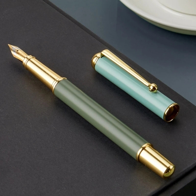 Picture of Morandi Green best looking metal body Fountain Ink pen gift item - Green pen with Black ink