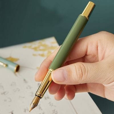 Picture of Morandi Green best looking metal body Fountain Ink pen gift item - Green pen with Black ink