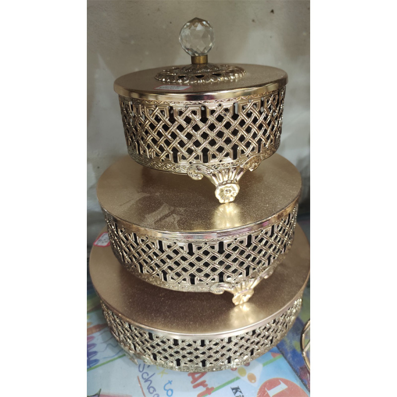 Picture of 3 Pcs 1 Ser Golden Color Storage Set, Metal Body