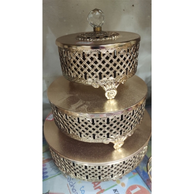 Picture of 3 Pcs 1 Ser Golden Color Storage Set, Metal Body
