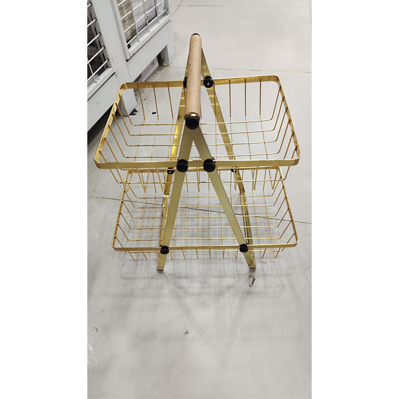 Picture of 2 Layer Metal body Fruits Stand, Golden & Black Body Design Stand.