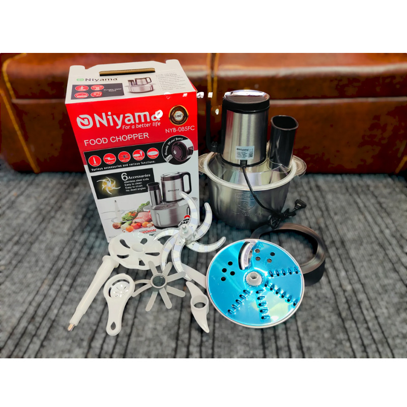 Picture of niy-ama food chopper processor NYB-085FC Wonder Chopper Electric Meat Grinder Food Processor Vegetable Mincer Blender 6-in-1 Stainless Steel 5.0L with 1200W Copper Motor Double Layer 6 Blades for Home Kitchen