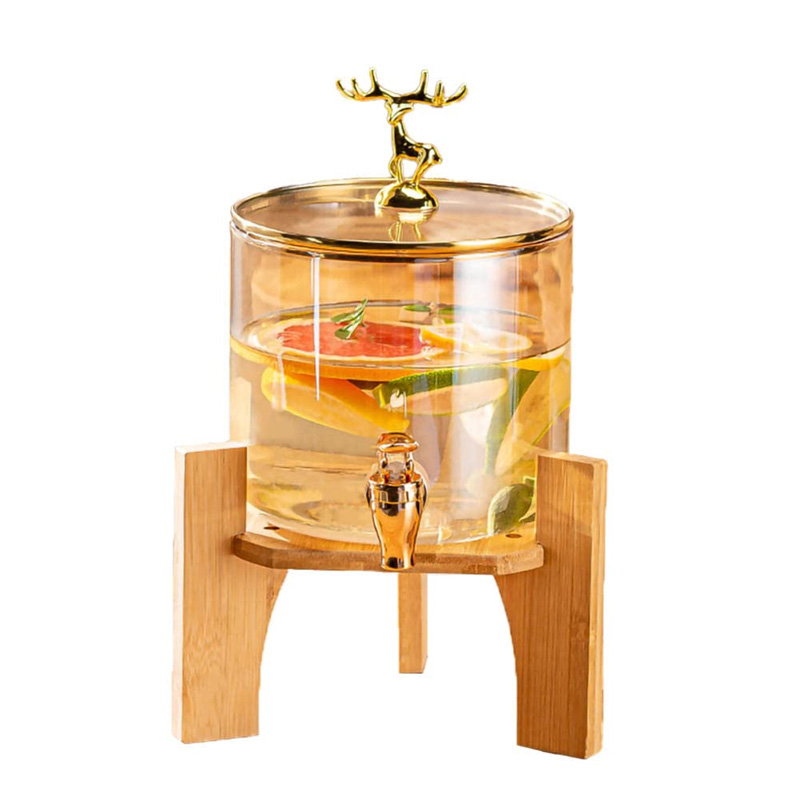 Picture of 13.5 Inch Golden Glass Juice Dispenser with Stand TB1528