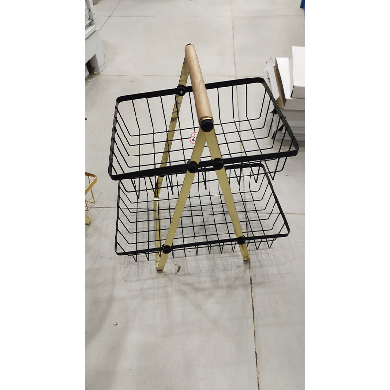 Picture of 2 Layer Metal body Fruits Stand, Golden & Black Body Design Stand.