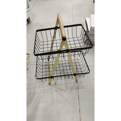 Picture of 2 Layer Metal body Fruits Stand, Golden & Black Body Design Stand.