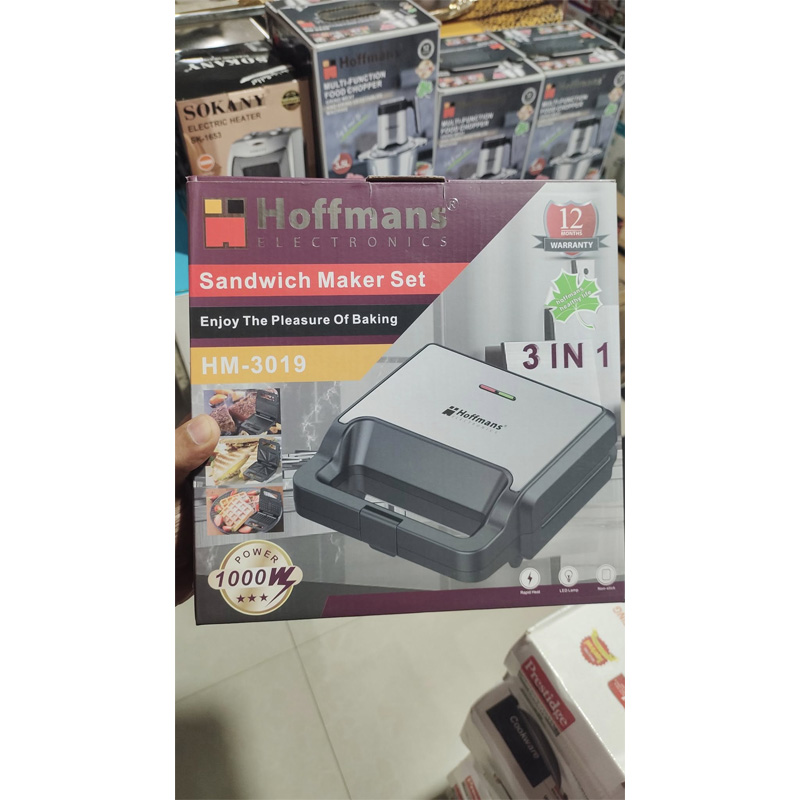 Picture of 3_in_1 Functionality: This appliance includes interchangeable plates for making sandwiches, waffles, and grilling.