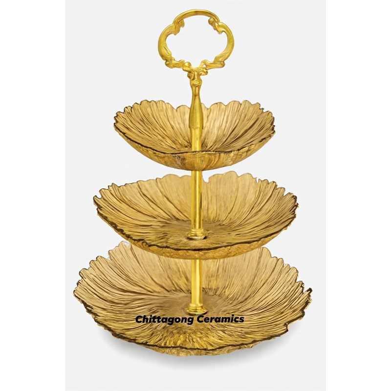 Picture of FUNSHOWCASE 3 Tier Cake Stand Epoxy Resin Silicone Molds Set Geode Agate Trays, Cupcake Holder with Hardware Fittings, Irregular Round 9.8inch