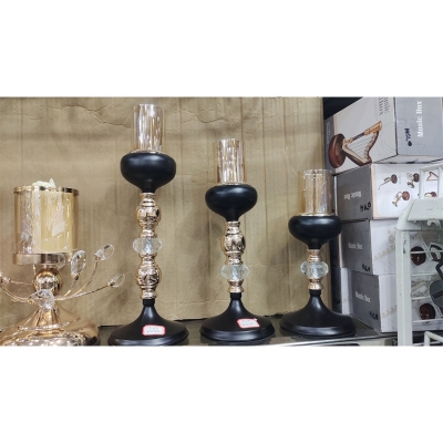 Picture of Elegant Black and Gold Candle Holder Set