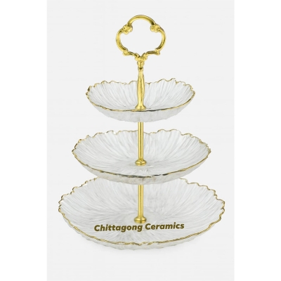 Picture of FUNSHOWCASE 3 Tier Cake Stand Epoxy Resin Silicone Molds Set Geode Agate Trays, Cupcake Holder with Hardware Fittings, Irregular Round 9.8inch