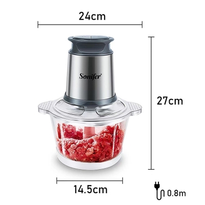 Picture of Description: Power 300W Capacity: 1.8 Liters Food grade SS Bowl Food grade ABS lid Stainless Steel blade Removable Cleaning Change-speed gear box, smooth running, low noise and strong chopping. 220-240V-50/60Hz