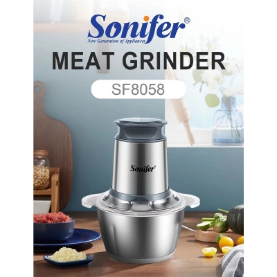Picture of Sonifer SF-8058 kitchen 300w copper motor 1.8 liter stainless steel bowl small electric meat grinder chopper