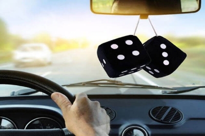 Picture of 2PCS Car-Styling Fuzzy Dice Dots Rear View Mirror Hangers Car Interior Decoration Auto Accessories Interior Ornaments