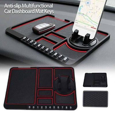 Picture of Multifunctional Car Anti-Slip Mat Dashboard Mobile Phone Holder Temporary Parking Number Sign Panel Storage Pads