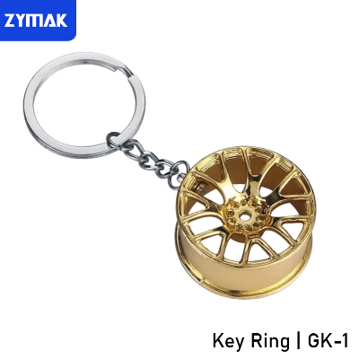 Picture of Zymak Car Bike Key Ring GK-1 Wheel Rim Key Chain Golden Colour Car Keyring Car Key Cover Car floor mat spray BD KITZ Modified Car Accessories