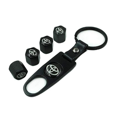 Picture of Universal Steel (4pcs) Car Tire Valve Stem Air Caps Cover 1pc Keychain (Wrench) for TOYOTA