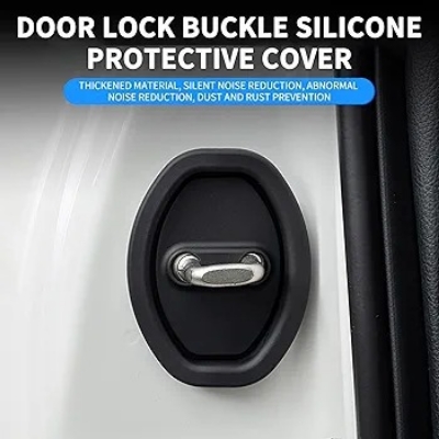 Picture of 4Pc Car Silicone Door Latch Protective Cover,Door Lock Buckle Protective Cover for Car Door Locks Absorber Cushion, Thickened Door Protection Latches Covers