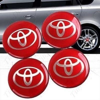 Picture of Car Custom Wheel Center Emblem Badge Sticker - Red