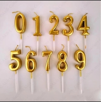 Picture of Metallic Gold Number Candles For Birthday Party Wedding Decoration Reunions Theme Par...