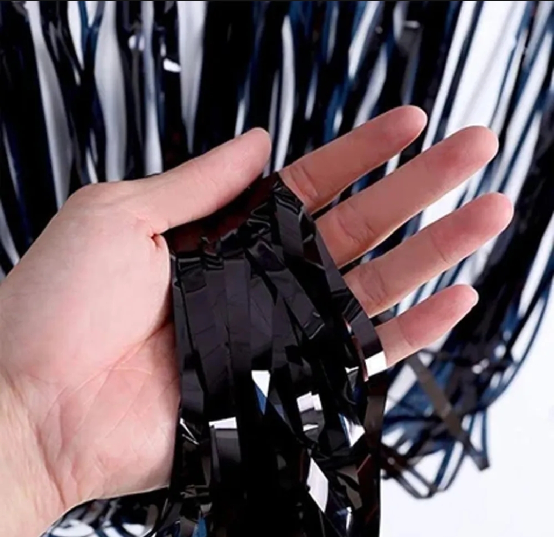 Picture of Foil Metallic Curtain Backdrop For Happy Birthday Party Decoration / Bridal Shower / Wedding / New Year / Background Decorations