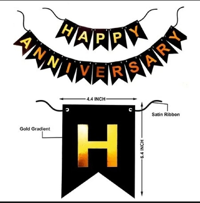 Picture of Happy Anniversary Card Banner for Decorating Room - Black