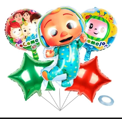 Picture of 5pcs Cocomelon Foil Balloon Set for Cocomelon Theme Party Decoration