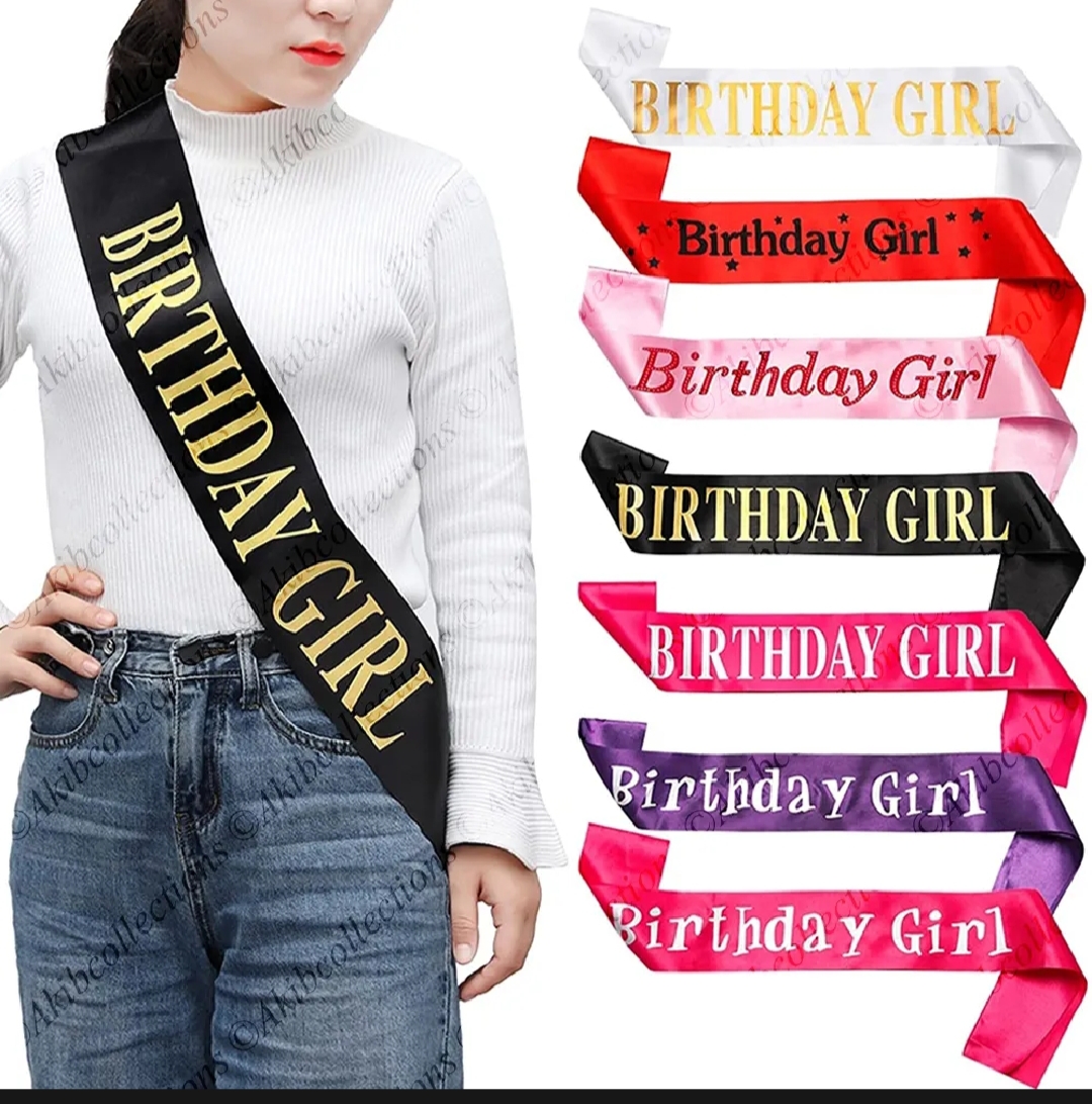 Picture of Birthday Girl Sash - Birthday Sash Birthday Party Favors, Supplies and Decorations - Black
