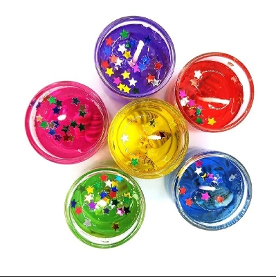 Picture of Smokeless Decorated Mini Cute Little Glass Jelly Gel Candles for Home Decor Birthdays Party or Festivals (Set of 6PCS)
