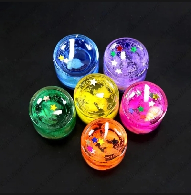 Picture of Smokeless Decorated Mini Cute Little Glass Jelly Gel Candles for Home Decor Birthdays Party or Festivals (Set of 6PCS)