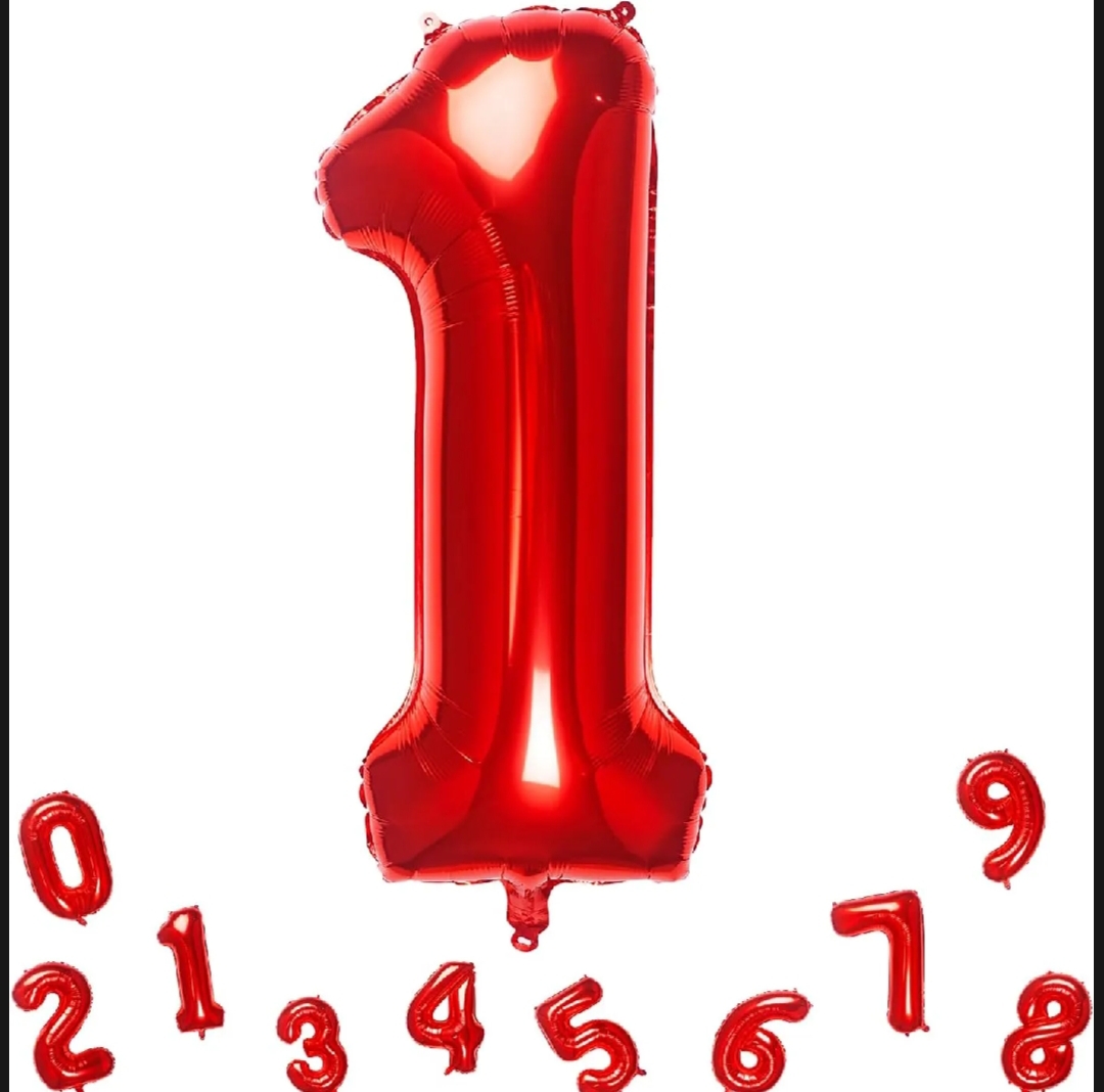 Picture of 32 Inch Red Number 0-9 Balloons Foil Balloon Digital Birthday Party Decoration Supplies - Red