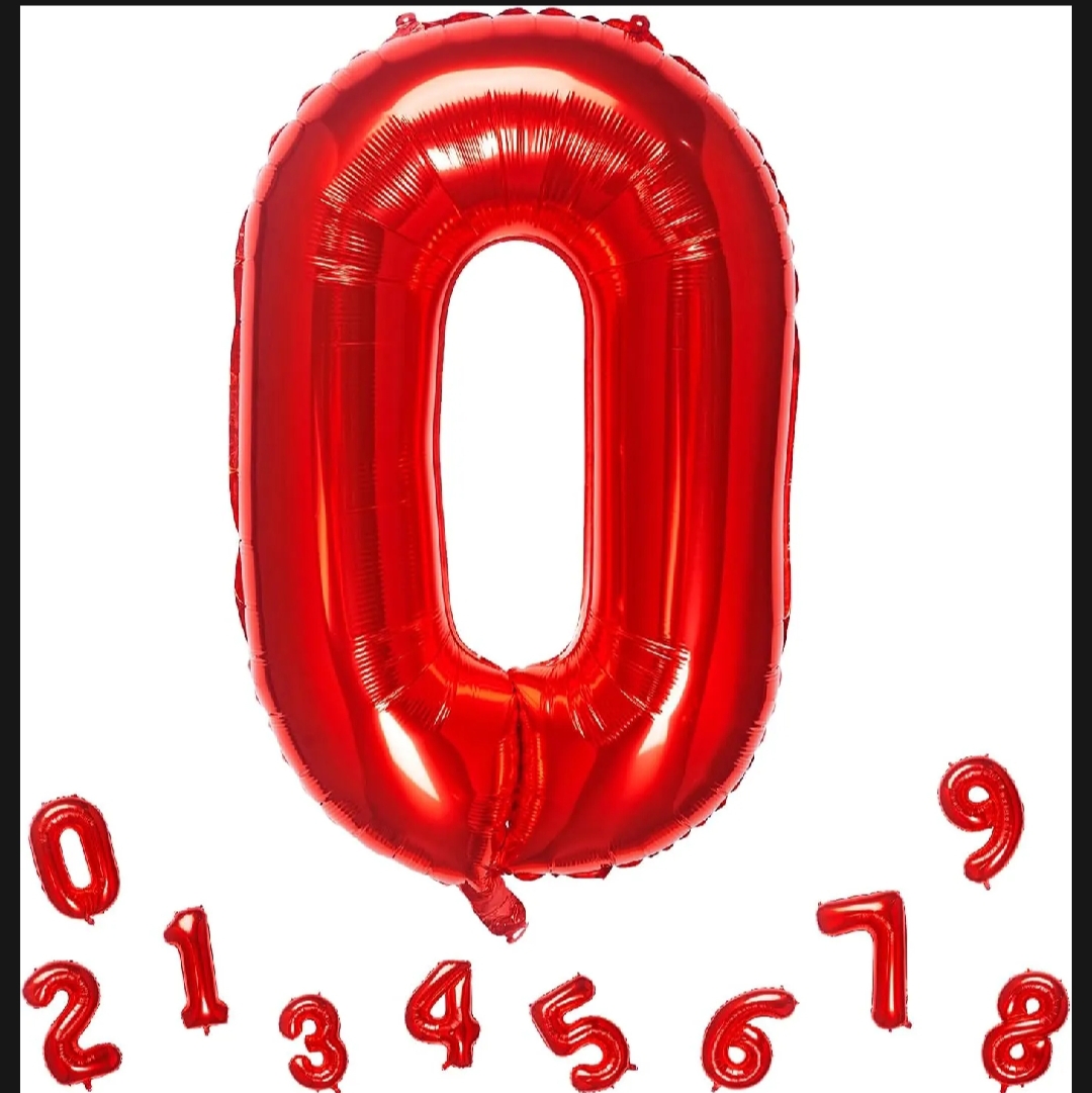 Picture of 32 Inch Red Number 0-9 Balloons Foil Balloon Digital Birthday Party Decoration Supplies - Red