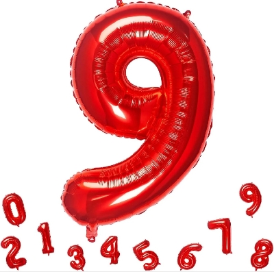 Picture of 32 Inch Red Number 0-9 Balloons Foil Balloon Digital Birthday Party Decoration Supplies - Red