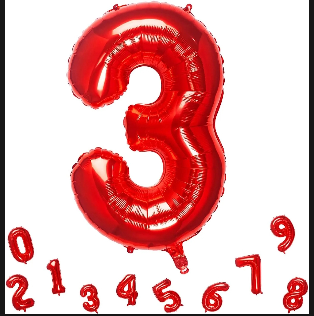 Picture of 32 Inch Red Number 0-9 Balloons Foil Balloon Digital Birthday Party Decoration Supplies - Red