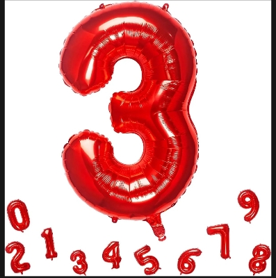 Picture of 32 Inch Red Number 0-9 Balloons Foil Balloon Digital Birthday Party Decoration Supplies - Red