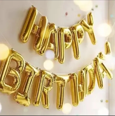 Picture of Happy Birthday Foil Balloon - Golden Color