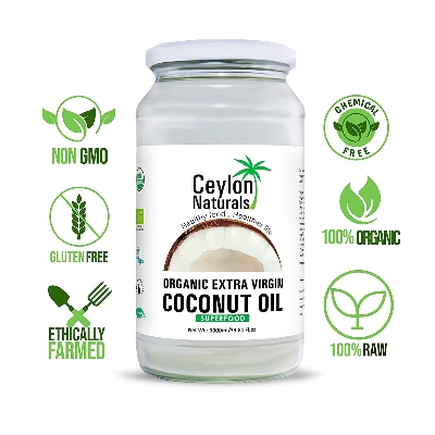 Picture of Ceylon Naturals Organic Extra Virgin Coconut Oil Raw Unrefined Cold Pressed (Srilanka) 1lt