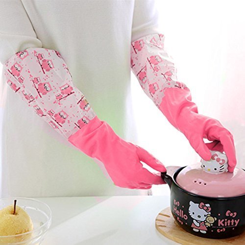 Picture of Reusable Waterproof Household Latex Hand Gloves for Kitchen Dish Washing Laundry Cleaning Gardening and Sanitation