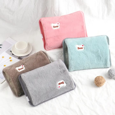 Picture of Cute Hot Water Bottle with Soft Cover，Portable Rechargeable Electric Hot Water Bag for Menstrual Cramps，Hot Compress Heating Pad,Plush Bear Hand Warmer（Winter Expressive Gift)