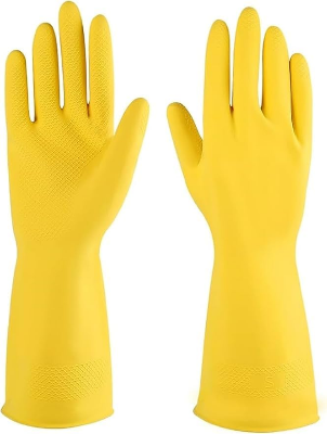 Picture of Rubber Reusable Heavy Duty Hand Gloves For Dishwashing, Gardening, Kitchen Cleaning Non-Slippery & Durable Long Elbow Length 1 Pair