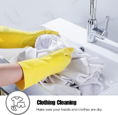 Picture of Rubber Reusable Heavy Duty Hand Gloves For Dishwashing, Gardening, Kitchen Cleaning Non-Slippery & Durable Long Elbow Length 1 Pair