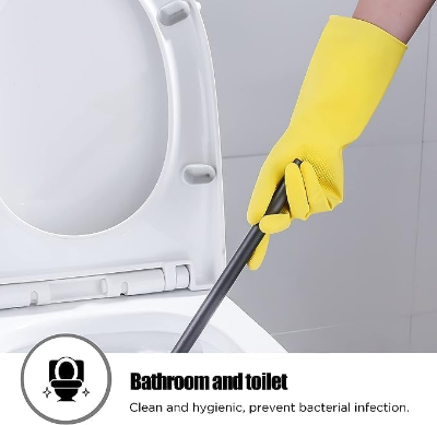 Picture of Rubber Reusable Heavy Duty Hand Gloves For Dishwashing, Gardening, Kitchen Cleaning Non-Slippery & Durable Long Elbow Length 1 Pair