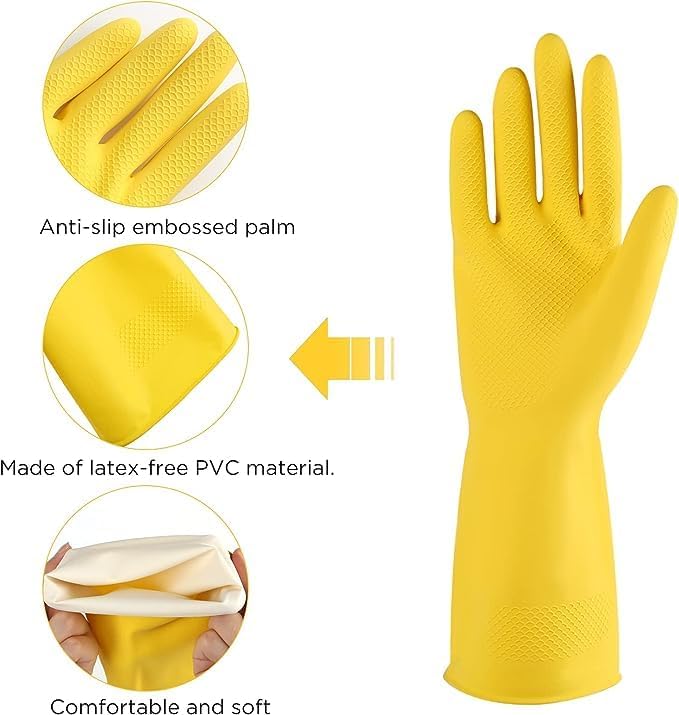Picture of Rubber Reusable Heavy Duty Hand Gloves For Dishwashing, Gardening, Kitchen Cleaning Non-Slippery & Durable Long Elbow Length 1 Pair