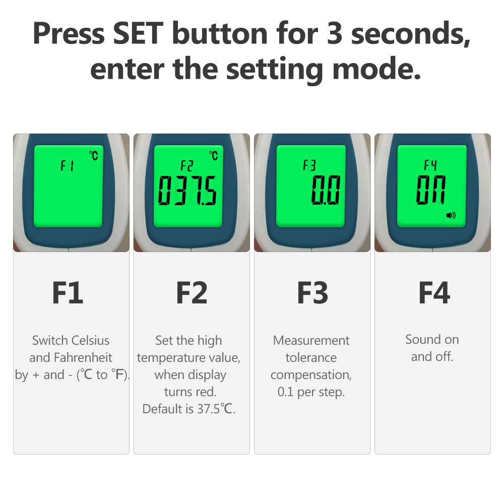 Picture of Digital Infrared Thermometer Temperature Gauge Object Non Contact Temperature Measurement Device 4 Setting Modes 99 Memories ℃ and ℉