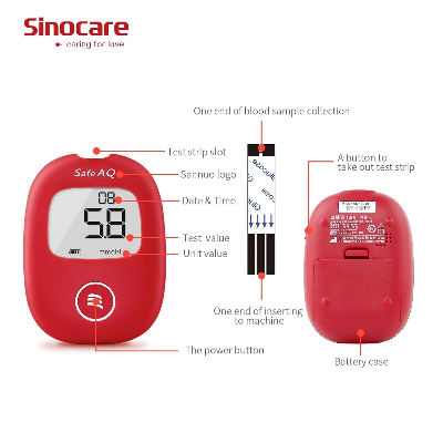 Picture of SINOCARE SAFE AQ SMART Blood Glucose Monitor/Machine | With 25 Strips and Lancets, One Lancet Device | No Coding, Measurements of Blood Sugar/Diabetes levels are fast, accurate and reliable