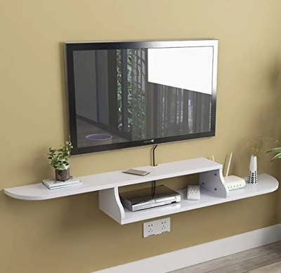 Picture of Floating TV Stand Wall Mounted Media Console Entertainment Storage Shelf Set-top Box Stand Hanging Wi-Fi Router Storage Wall Mount Shelves