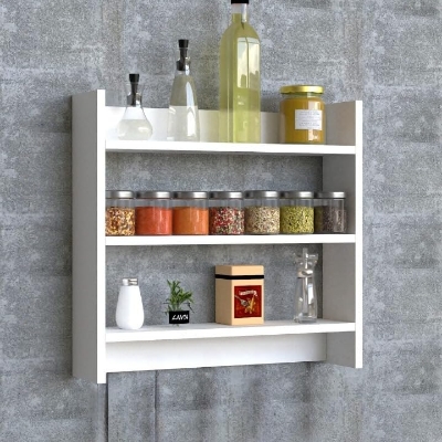 Picture of Multipurpose Wall Mounted Racks and Shelves for Kitchen Storage Boxes/Kitchen Organiser Items/Decorative Wall Mounted Rack - White
